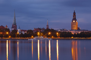 Night Riga cityscape
